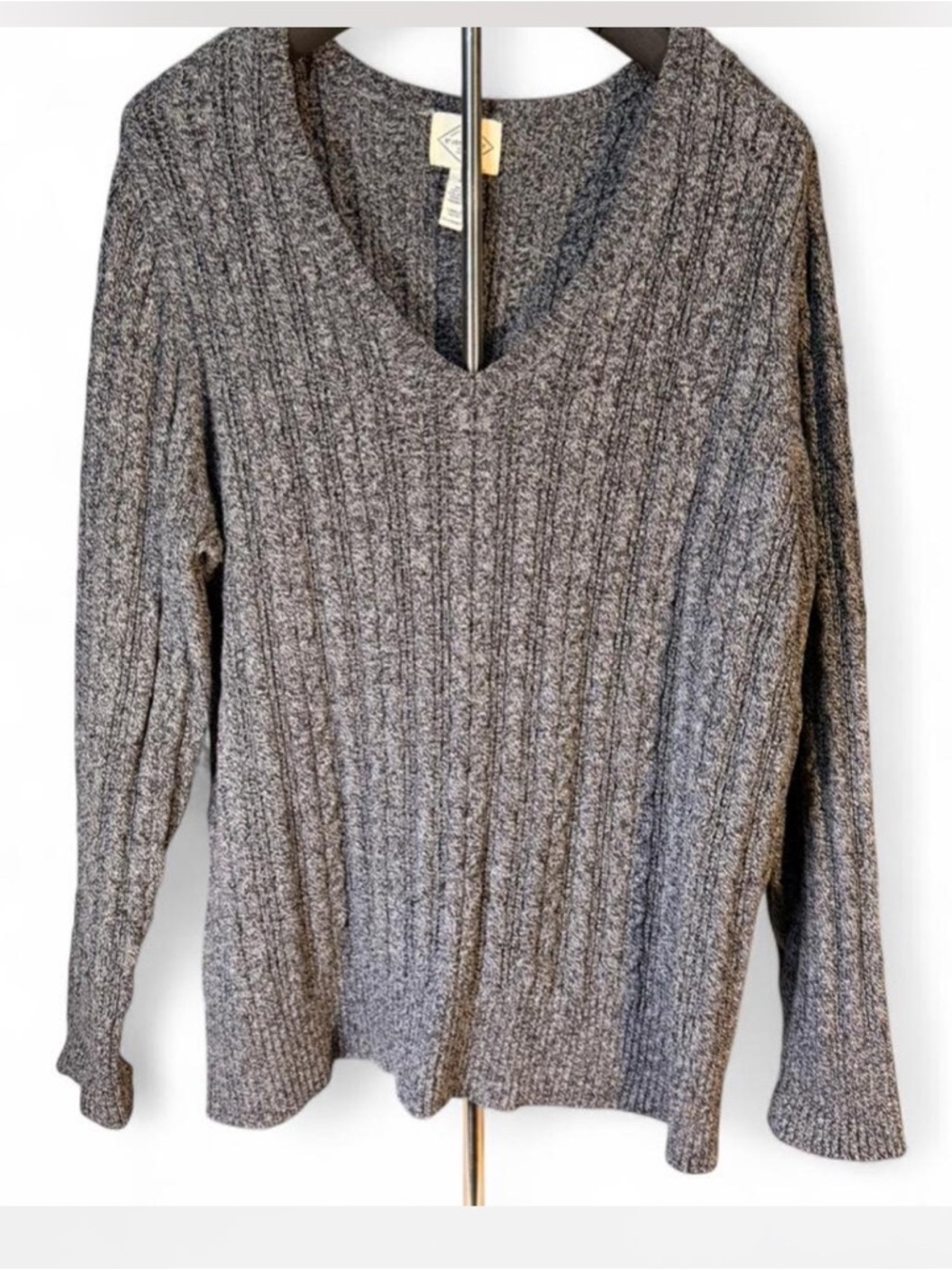 St. John’s Bay - Cable Knit Sweater Charcoal Gray V-Neck 2X